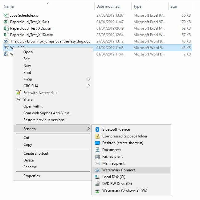 Adding 'Send to Watermark Connect' 6